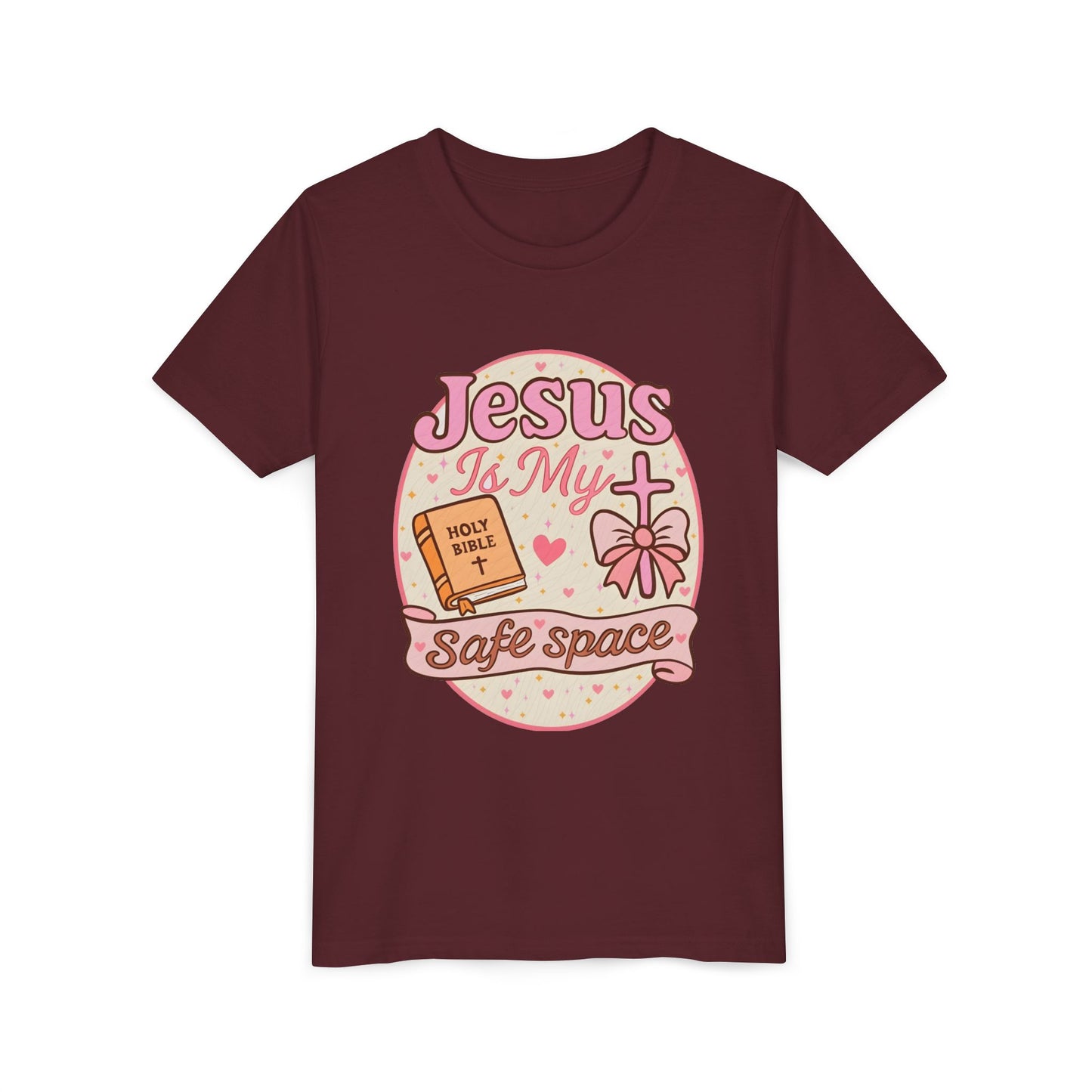 Youth Tee — "Jesus Is My Safe Space" Christian Kids T-Shirt