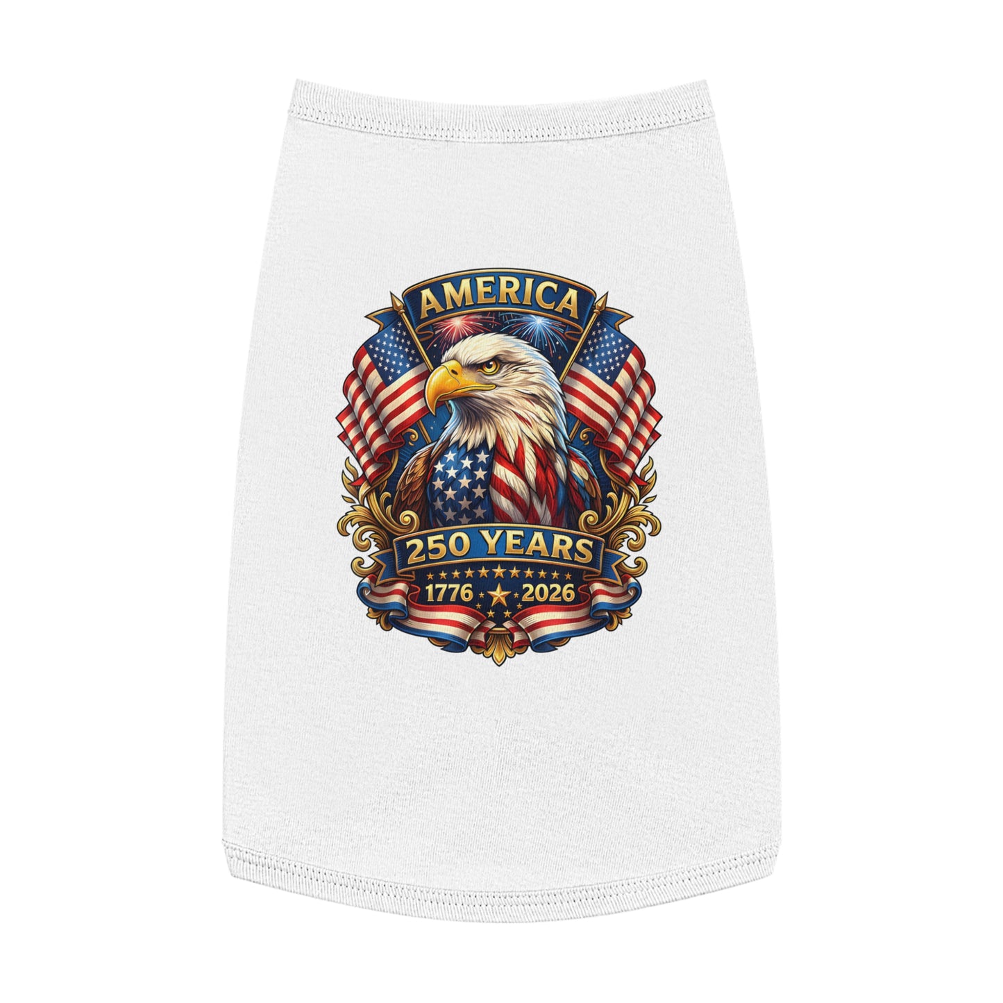 Patriotic Eagle Pet Tank Top – America 250 Years 1776-2026 Dog Shirt