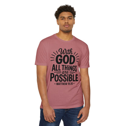 With God All Things Are Possible T-Shirt — Matthew 19:26 Christian Faith Tee
