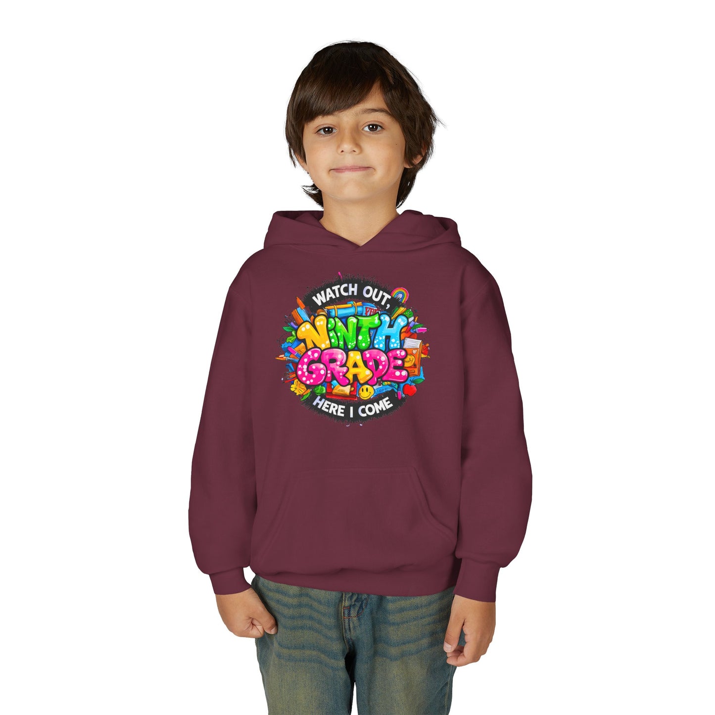 Kids' 4th Grade Hoodie – "Watch Out 4th Grade Here I Come" Colorful Back-to-School Sweatshirt
