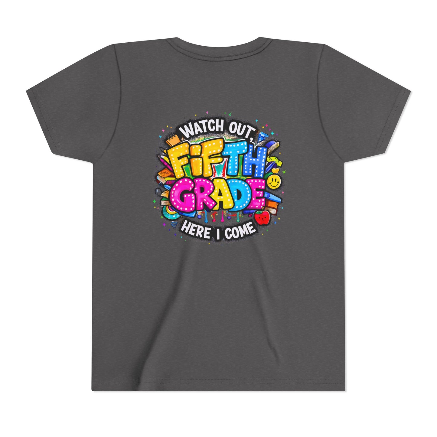 Fifth Grade T‑Shirt for Kids - "Watch Out Fifth Grade Here I Come" Back-to-School Tee