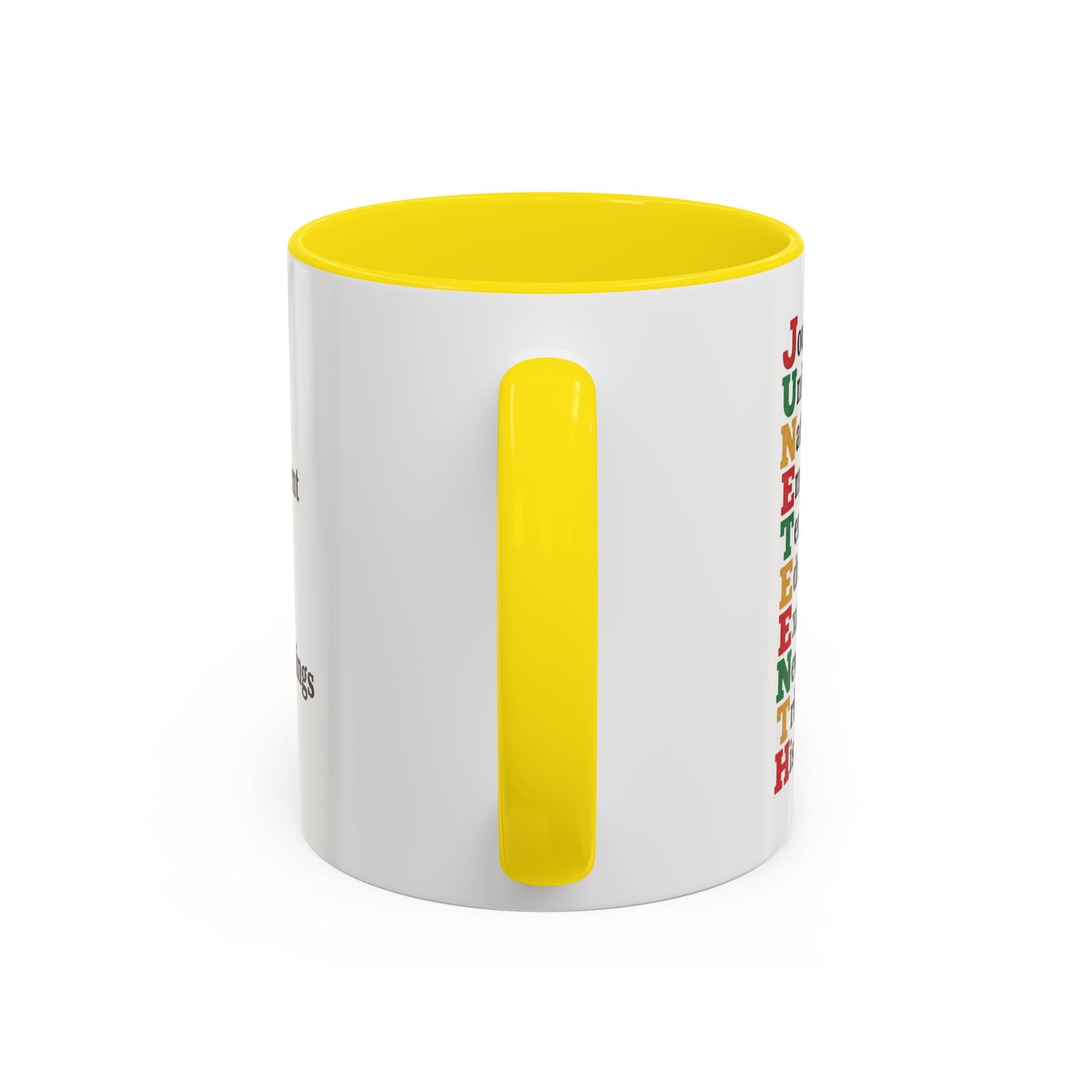 Juneteenth Acronym Accent Coffee Mug – Journey Unity Nation Empowerment (11/15oz)