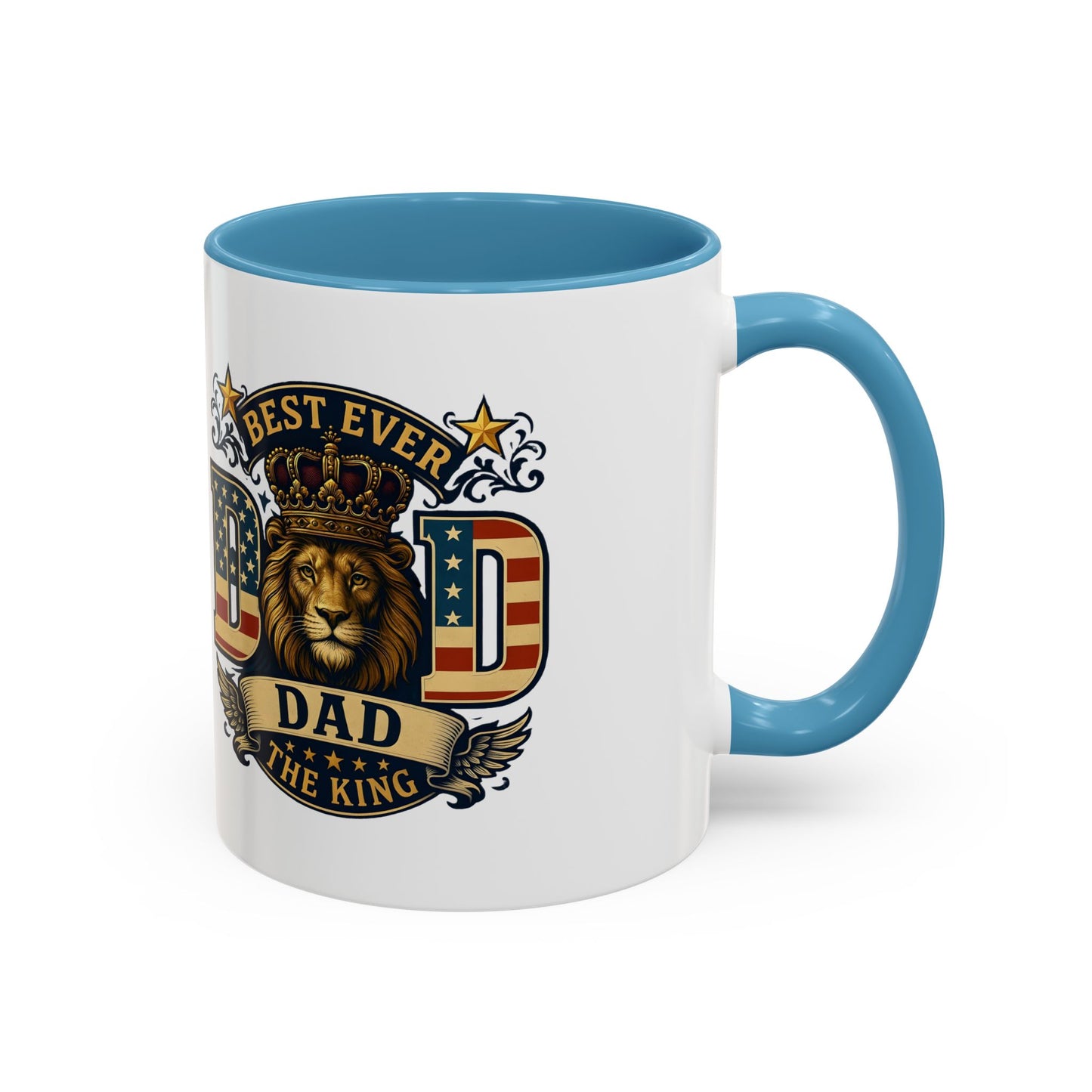 Best Ever Dad Coffee Mug — 'Dad the King' Lion Accent Mug (11/15oz)