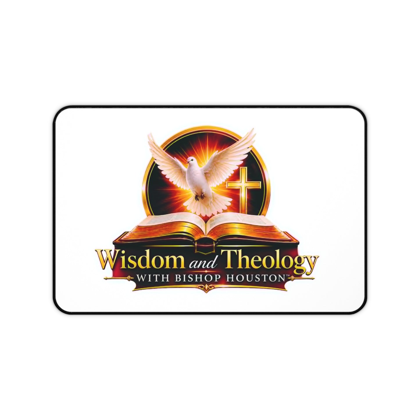 Desk Mat — Wisdom and Theology Bible Study Desk Mat with Dove, Cross & Open Bible