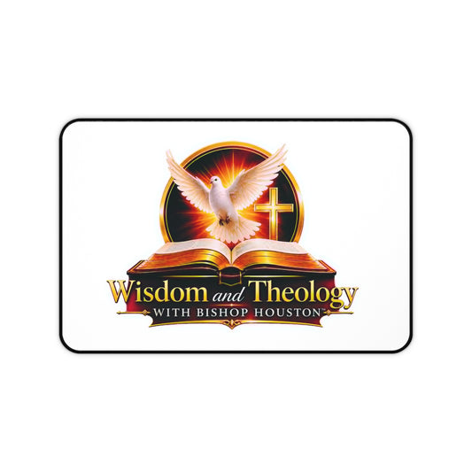 Desk Mat — Wisdom and Theology Bible Study Desk Mat with Dove, Cross & Open Bible