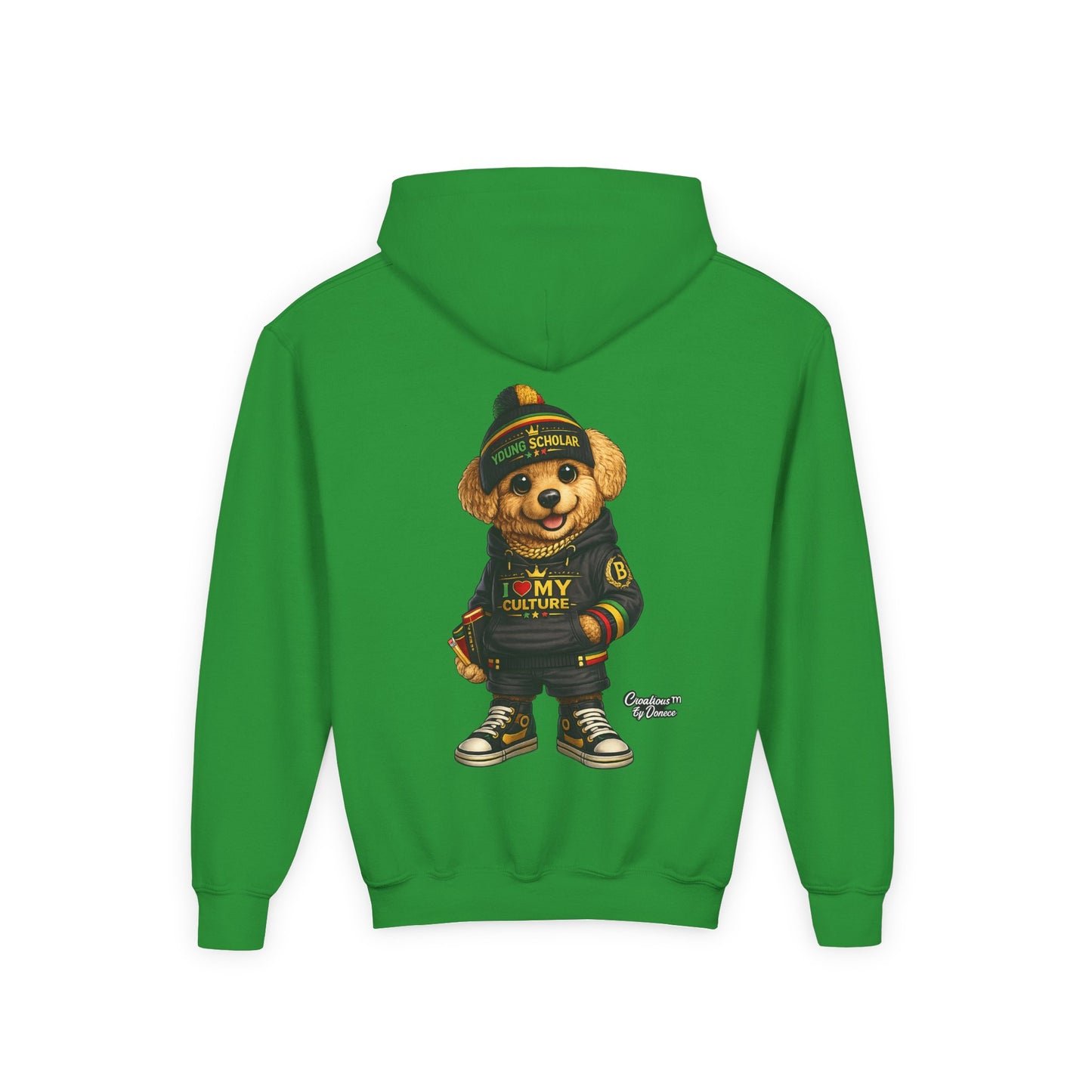 Kids Teddy Bear Hoodie — 'I Love My Culture' Streetwear Youth Sweatshirt