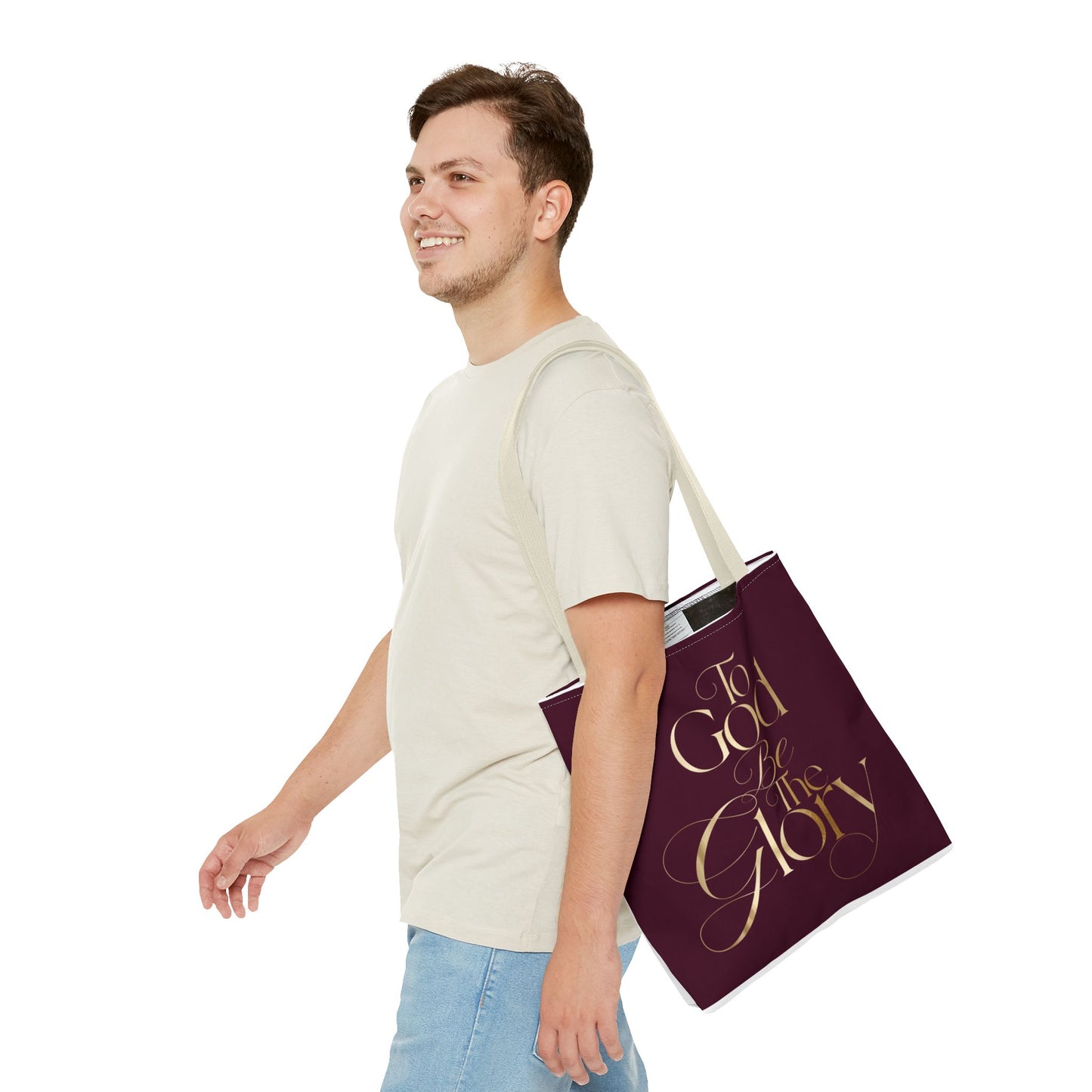 To God Be The Glory Burgundy Tote Bag — Inspirational Christian Scripture Tote