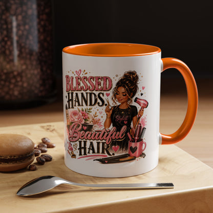 Blessed Hands Beautiful Hair Coffee Mug — Stylist Barber Hairdresser Gift