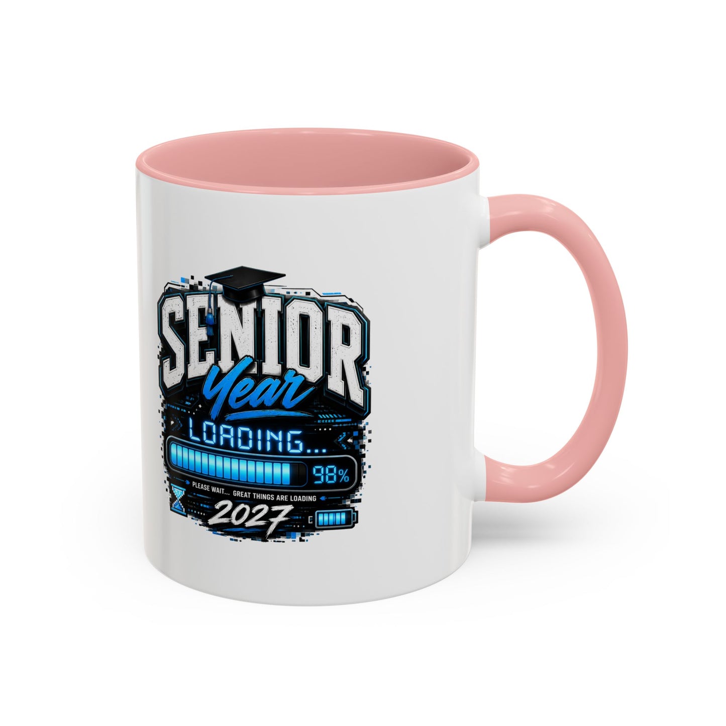 Senior Year Loading 2027 Accent Coffee Mug — Graduation Gift Cup (11/15oz)