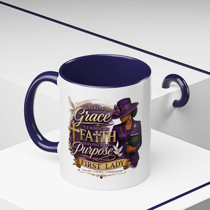 Faith & Purpose Accent Coffee Mug — First Lady Church Design (11/15oz)