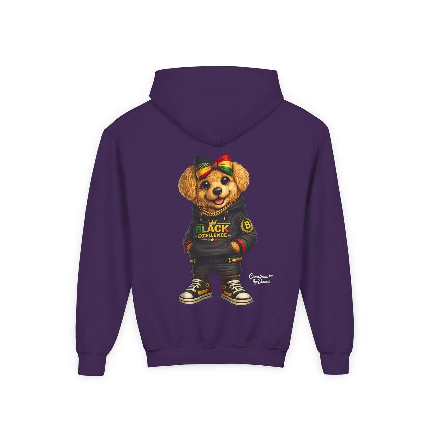 Youth Hoodie — Black Excellence Bear Graphic Sweatshirt (Kids)