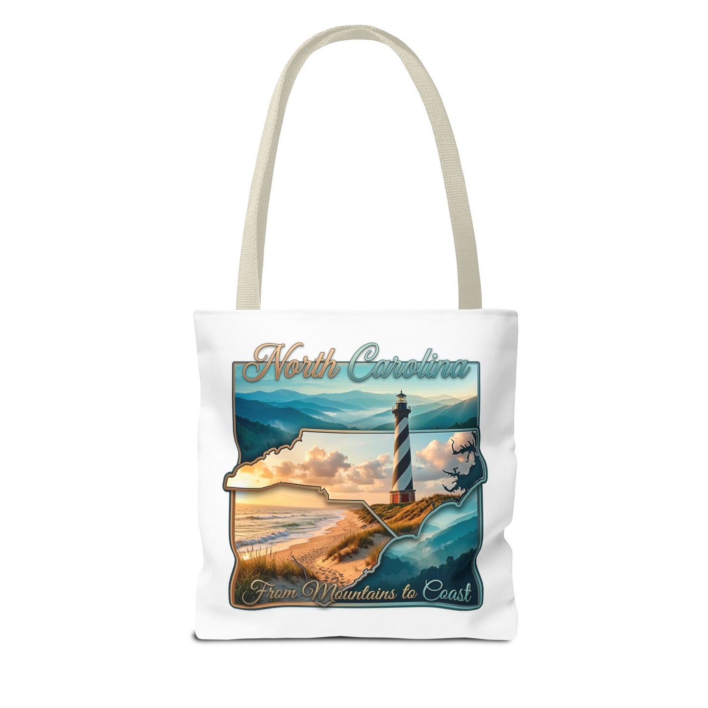 North Carolina Lighthouse Tote Bag — "From Mountains to Coast" Scenic Beach Tote
