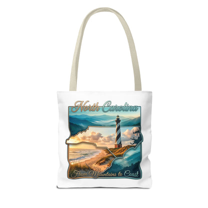 North Carolina Lighthouse Tote Bag — "From Mountains to Coast" Scenic Beach Tote