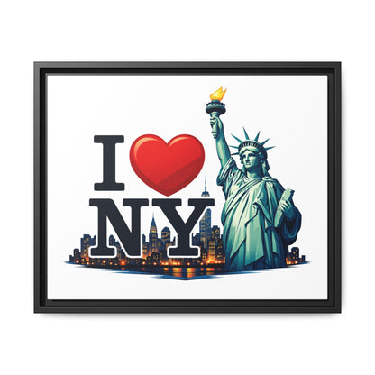 I Love NY Statue of Liberty Matte Framed Canvas