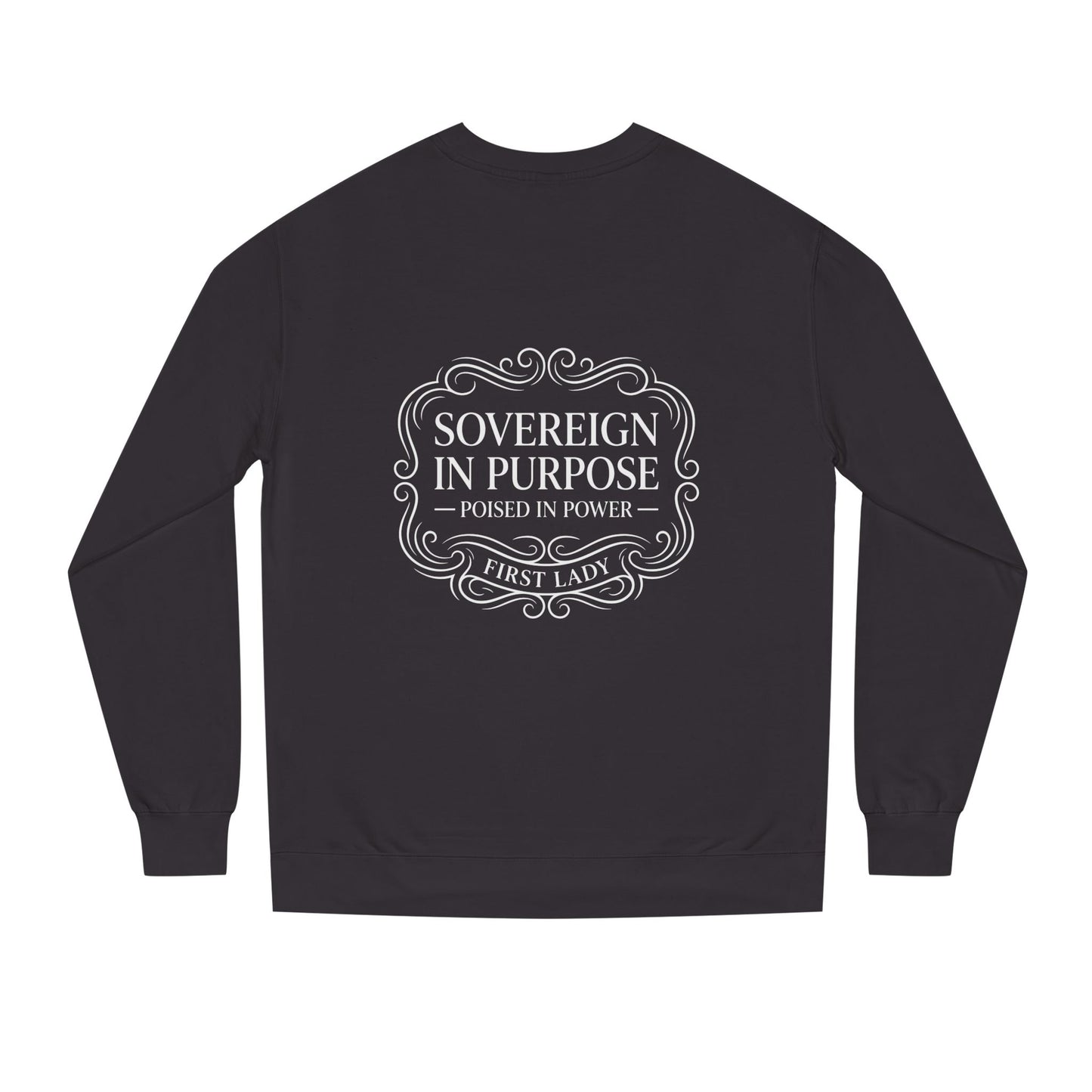 White Crewneck Sweatshirt — Subtle Embossed 'Nowhere to Be Found' Minimal Design