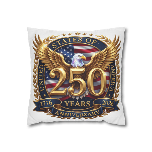250th USA Anniversary Pillowcase – Patriotic Eagle 1776–2026 Decorative Throw Pillow Cover