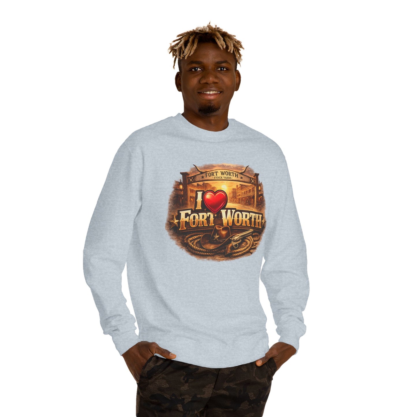I Heart Fort Worth Crewneck Sweatshirt — Vintage Texas City Pride
