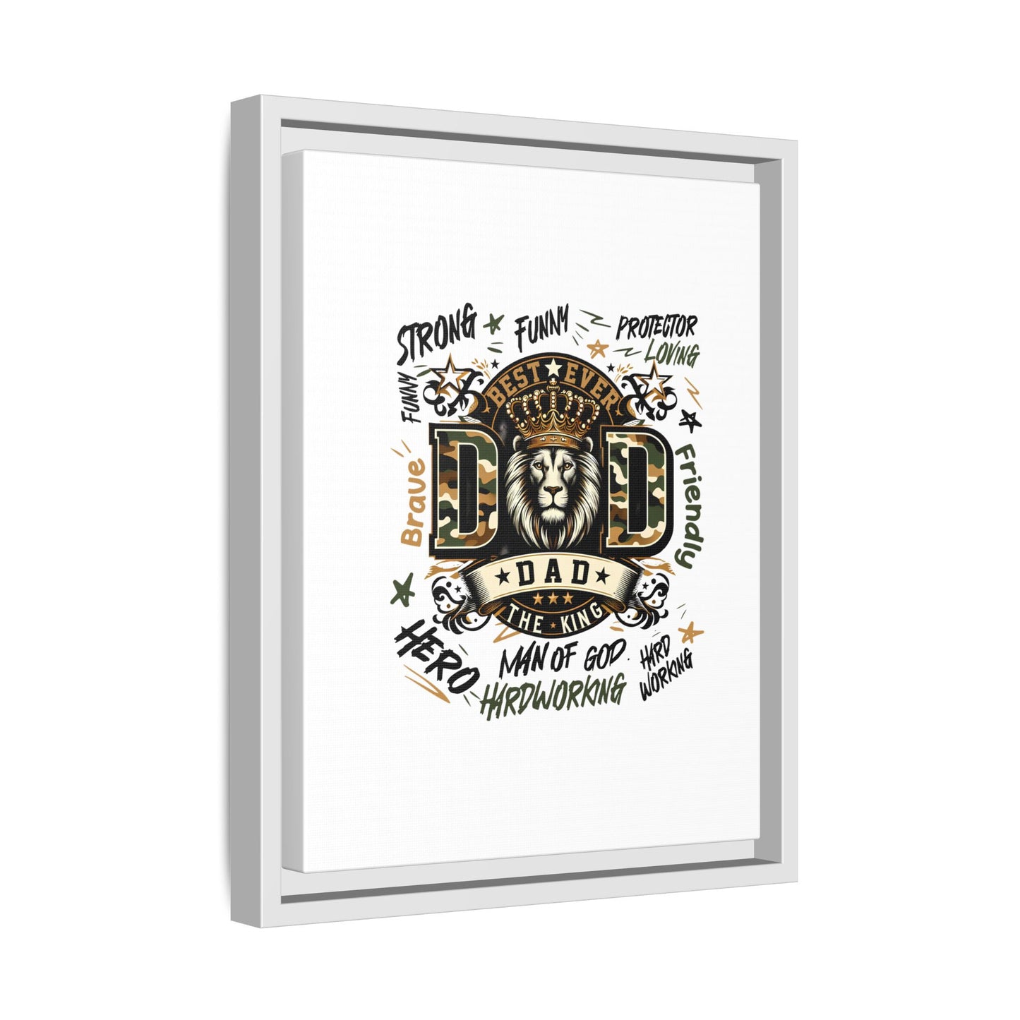 Framed Matte Canvas 'Best Ever DAD' Wall Art – Lion King Design, Father’s Day Gift