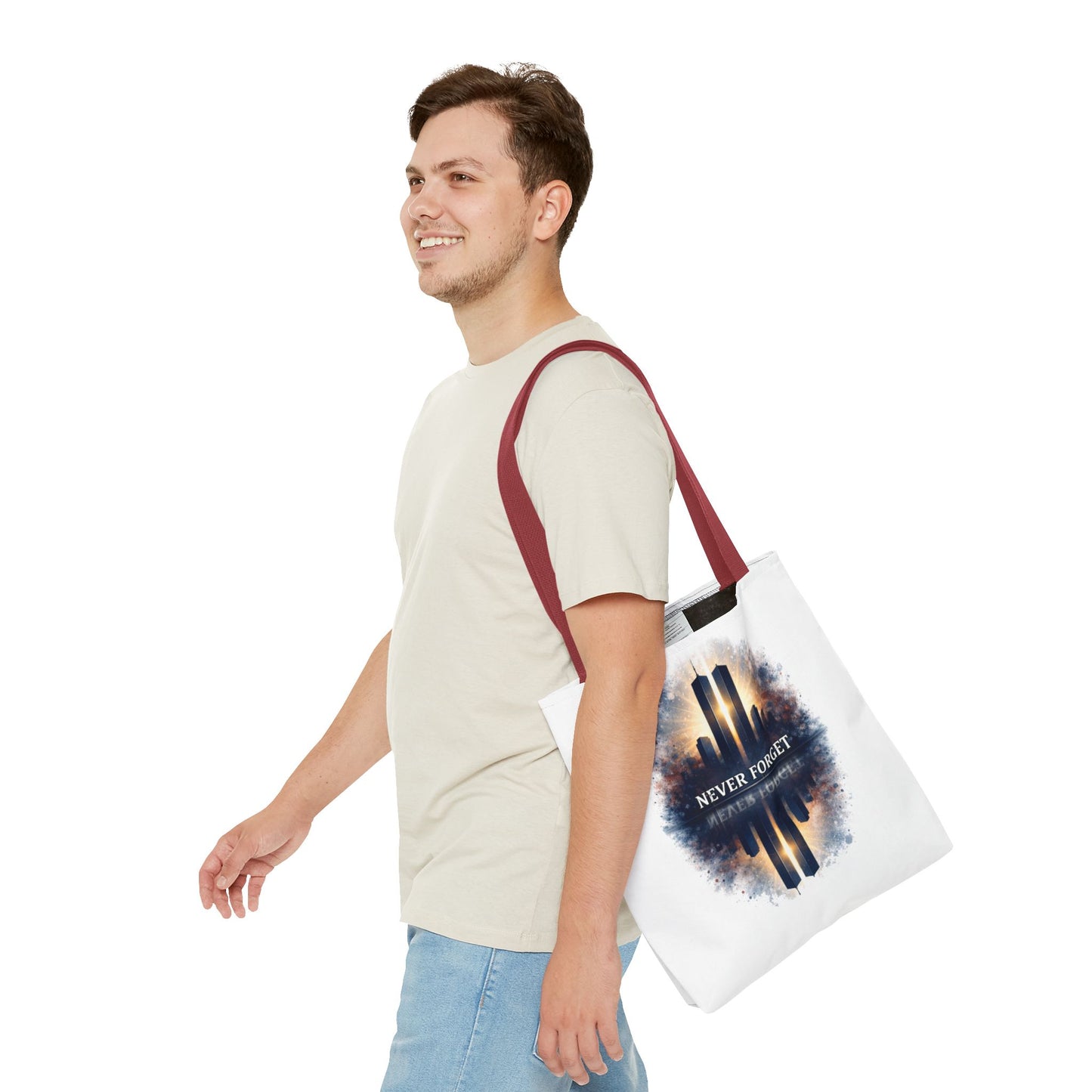 Never Forget Memorial Tote Bag — 9/11 Tribute Skyline All-Over Print