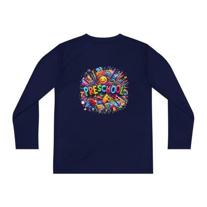 Youth Preschool Long Sleeve Tee - Colorful School Supplies Design
