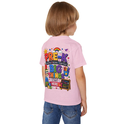 Toddler T-Shirt — "Pre-K Big Things Start Here" Back-to-School Shirt