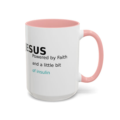 Christian Diabetes Coffee Mug – "Powered by Faith and a Little Bit of Insulin" Accent Mug (11/15oz)