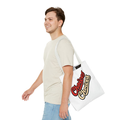 Choices Retro Script Tote Bag — Vintage Two-Tone Typography Canvas Tote