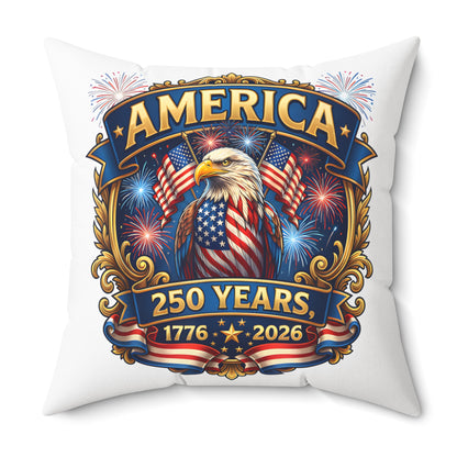 America 250th Anniversary Decorative Pillow — Eagle & Fireworks 1776–2026