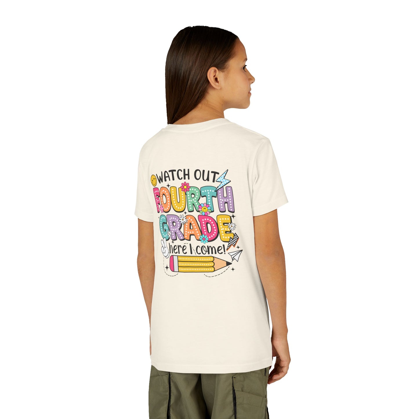 Watch Out Fourth Grade Here I Come Youth T‑Shirt — Back to School Kids Tee