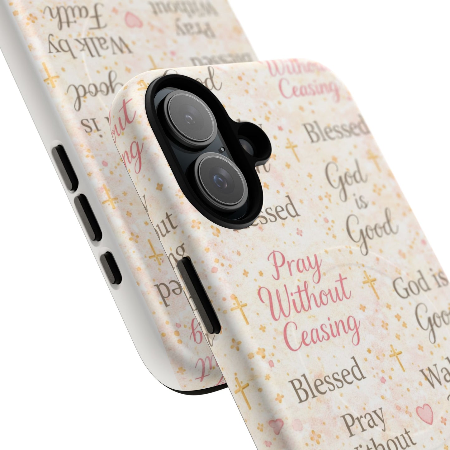 Christian Faith Magnetic Phone Case — "Pray Without Ceasing" Patterned Tough Case