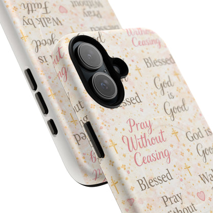 Christian Faith Magnetic Phone Case — "Pray Without Ceasing" Patterned Tough Case