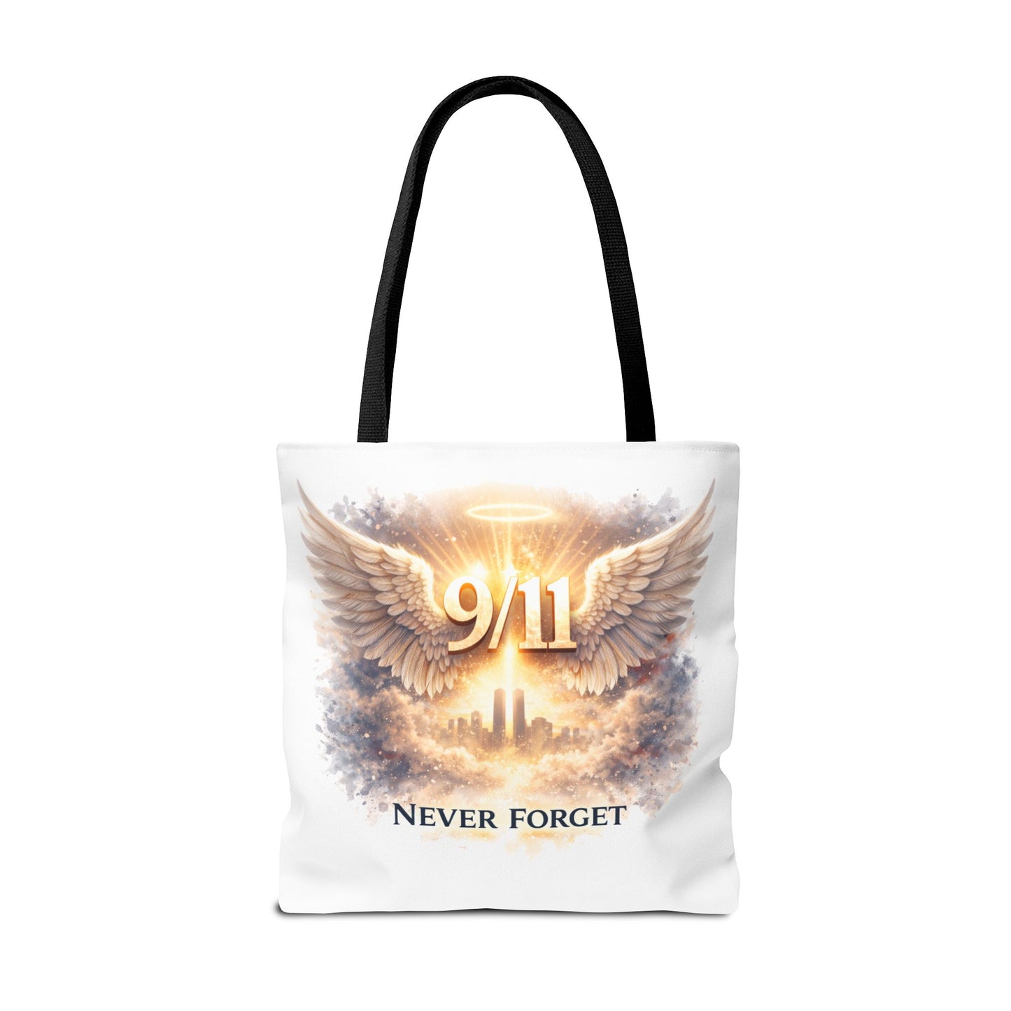 9/11 Memorial Tote Bag – 'Never Forget' Angel Wings Tribute