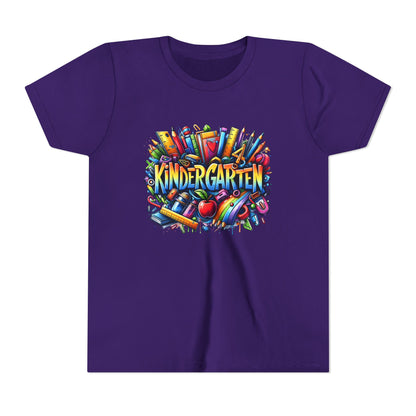 Kindergarten Colorful School Supplies Youth Tee — Back-to-School Kids T-Shirt