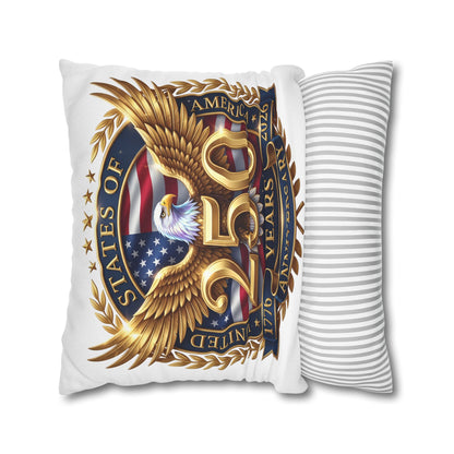 250th USA Anniversary Pillowcase – Patriotic Eagle 1776–2026 Decorative Throw Pillow Cover