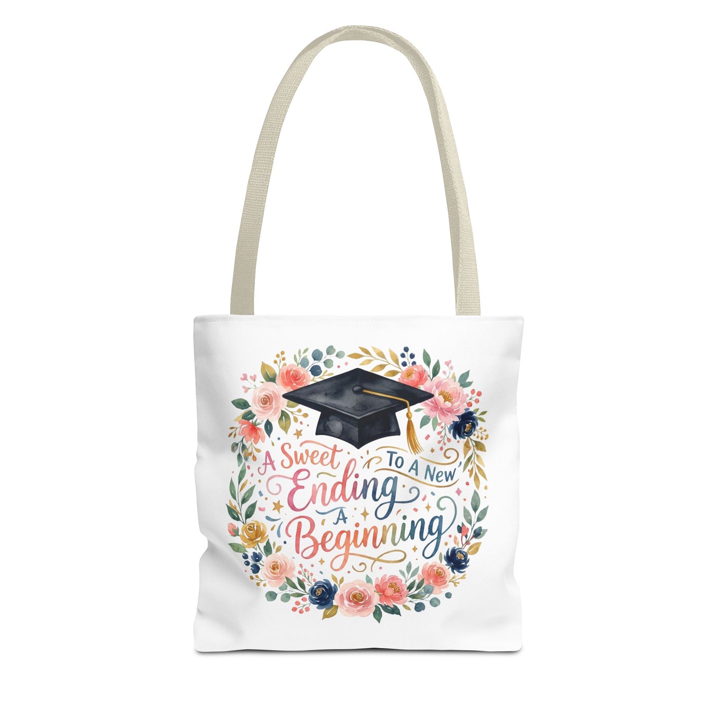 Graduation Floral Tote Bag — "A Sweet Ending To A New Beginning"