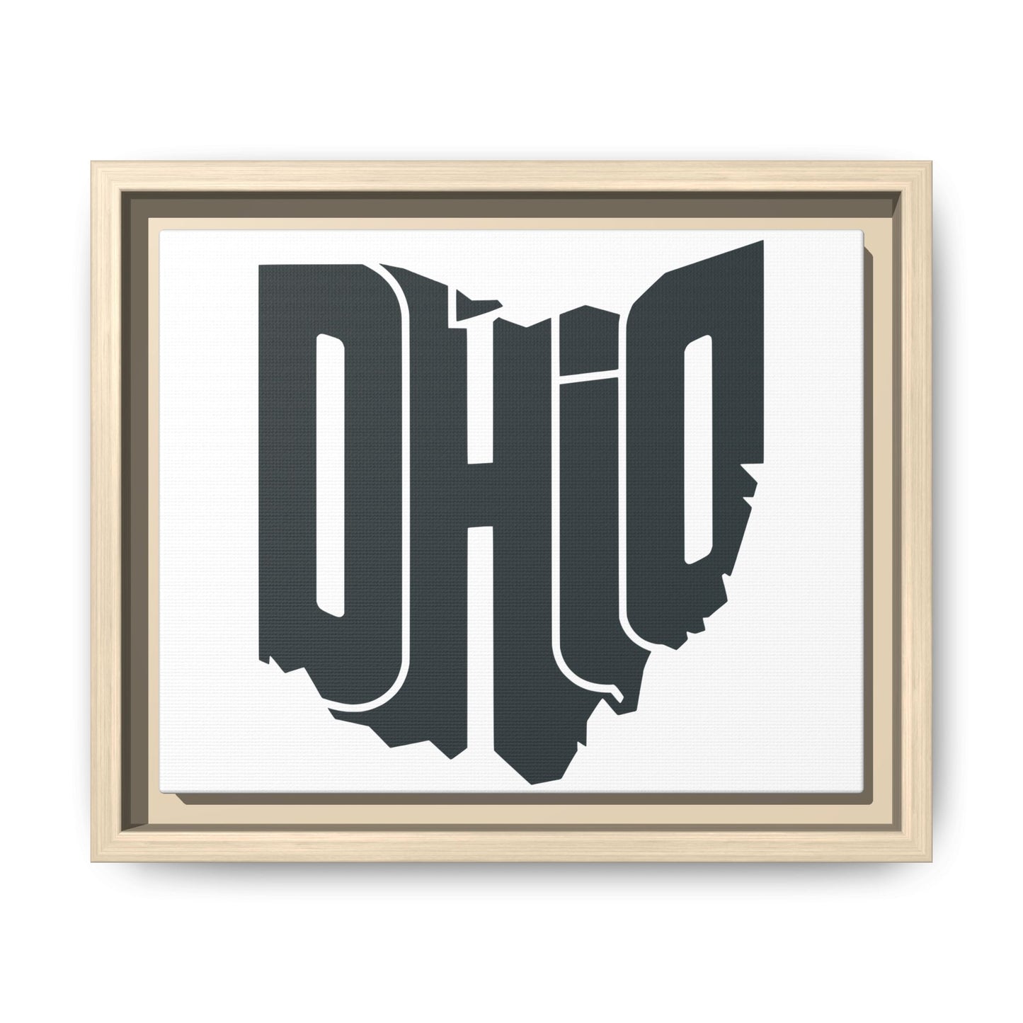Ohio State Shape Matte Canvas Wall Art — Framed Modern State Typography Print