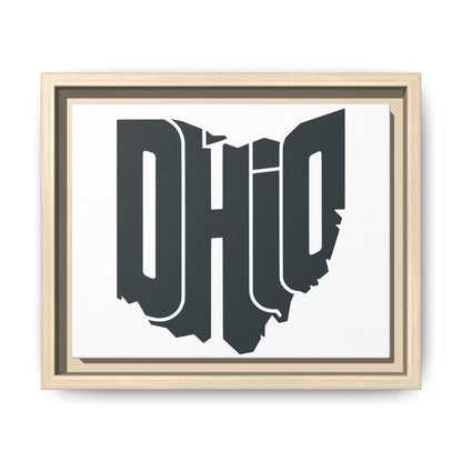Ohio State Shape Matte Canvas Wall Art — Framed Modern State Typography Print