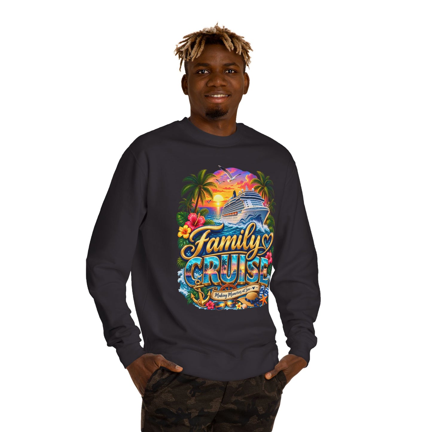 Family Cruise Sweatshirt – Tropical Cruise Vacation Crew Neck