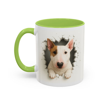 Bull Terrier Coffee Mug — Cute Dog Peeking Accent Mug (11/15oz)