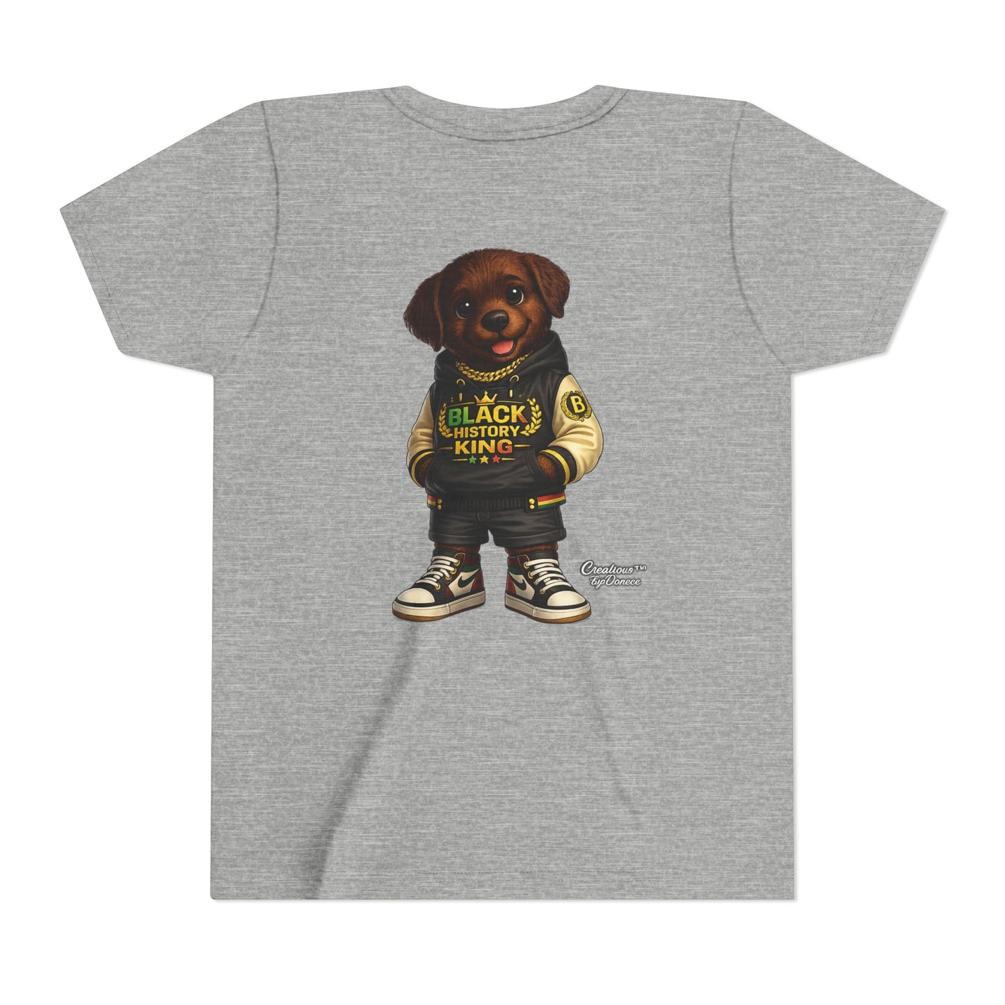 Youth Tee — 'Black History King' Puppy Graphic Shirt