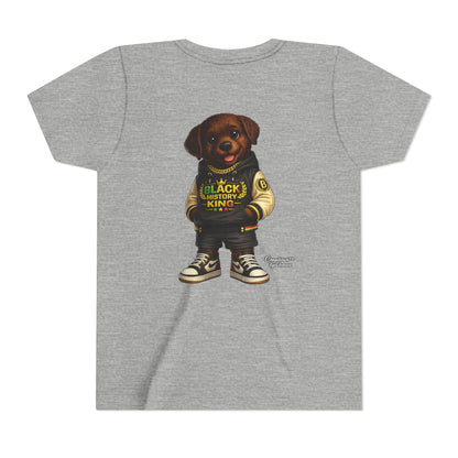 Youth Tee — 'Black History King' Puppy Graphic Shirt