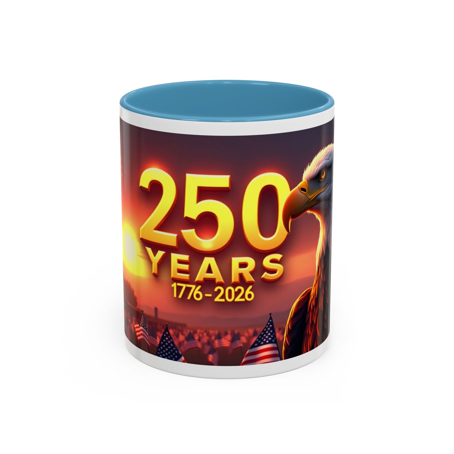 250 Years 1776–2026 Eagle Coffee Mug — Patriotic Anniversary 250th USA Celebration