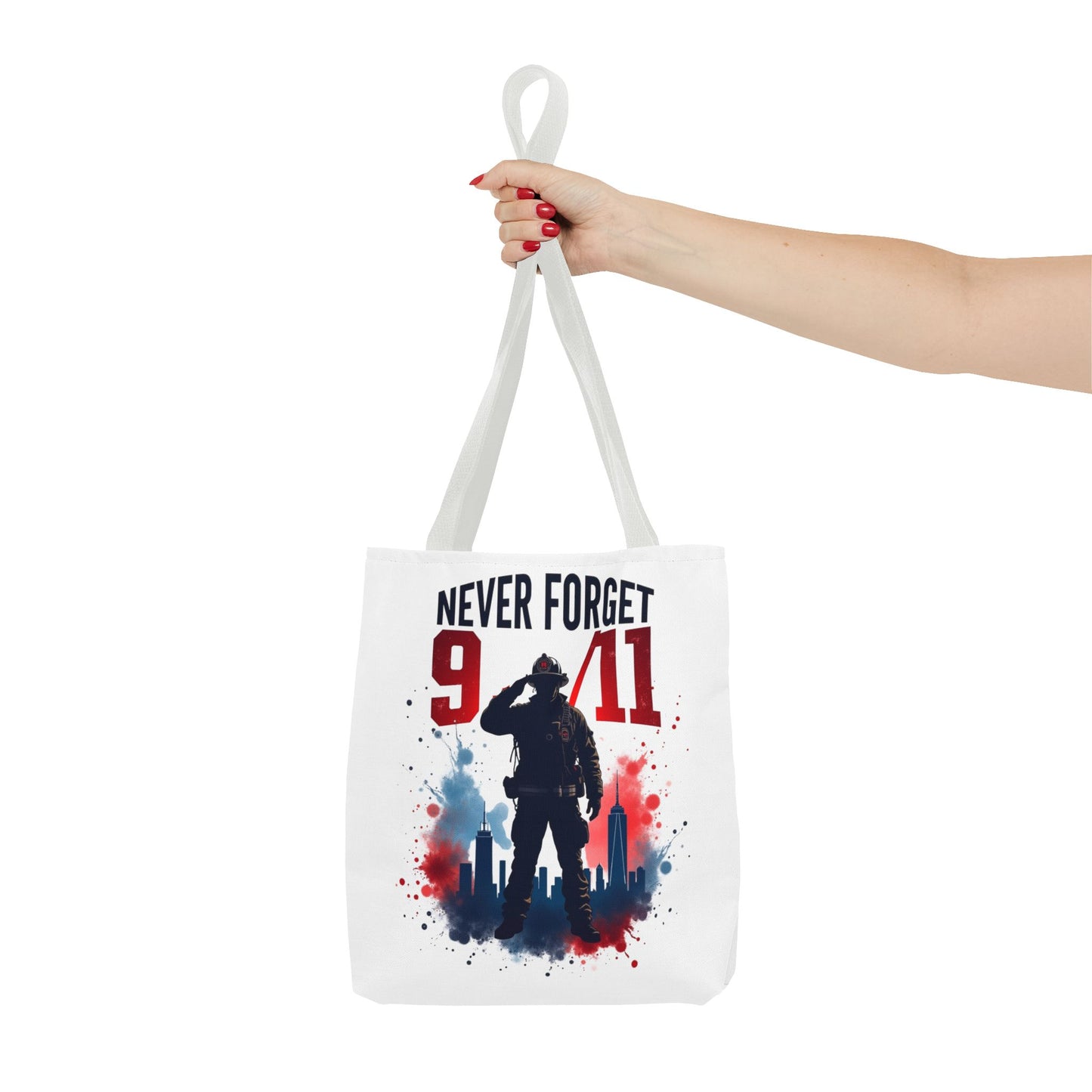 Never Forget 9/11 Tribute Tote Bag — Memorial Patriotic Canvas Carryall