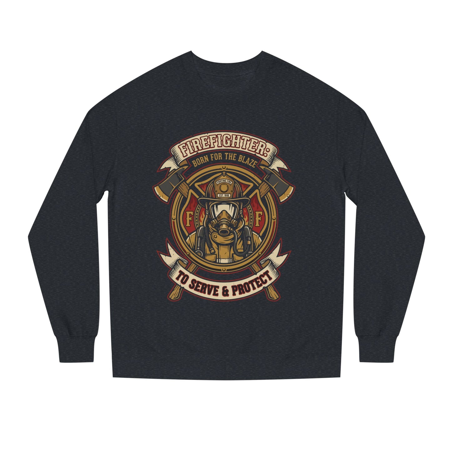 Firefighter Crest Crewneck Sweatshirt — 'To Serve & Protect' Tribute