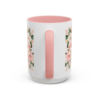 Mom Floral Accent Coffee Mug — Pink Roses Mother's Day Gift (11/15oz)