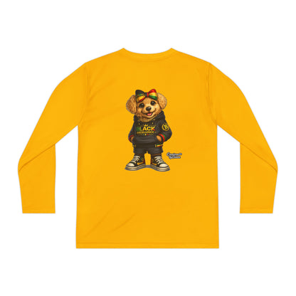 Youth Long Sleeve Tee — Trendy Bear Graphic "Black Excellence"