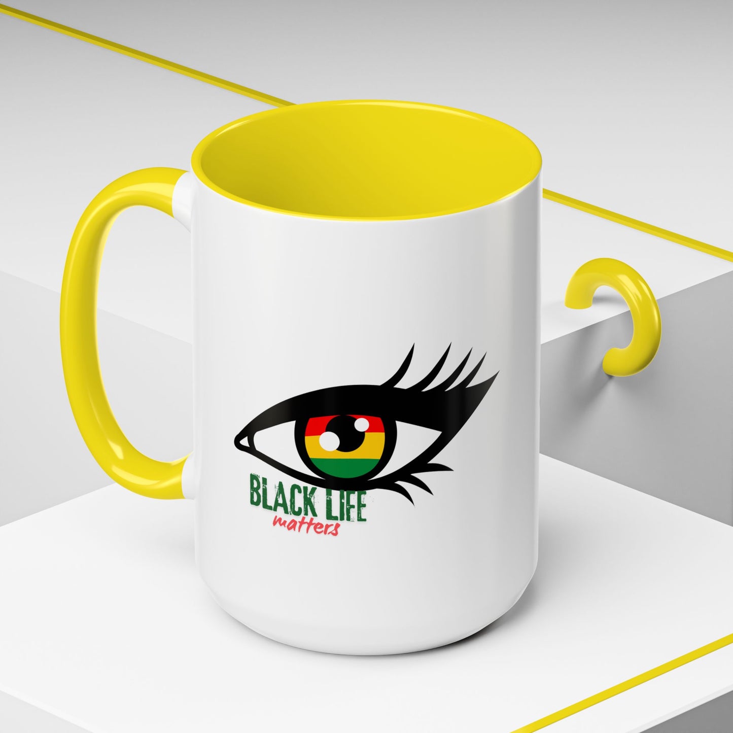 Black Life Matters Eye Accent Coffee Mug — Pan-African Pride 11/15oz