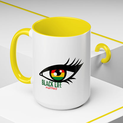 Black Life Matters Eye Accent Coffee Mug — Pan-African Pride 11/15oz