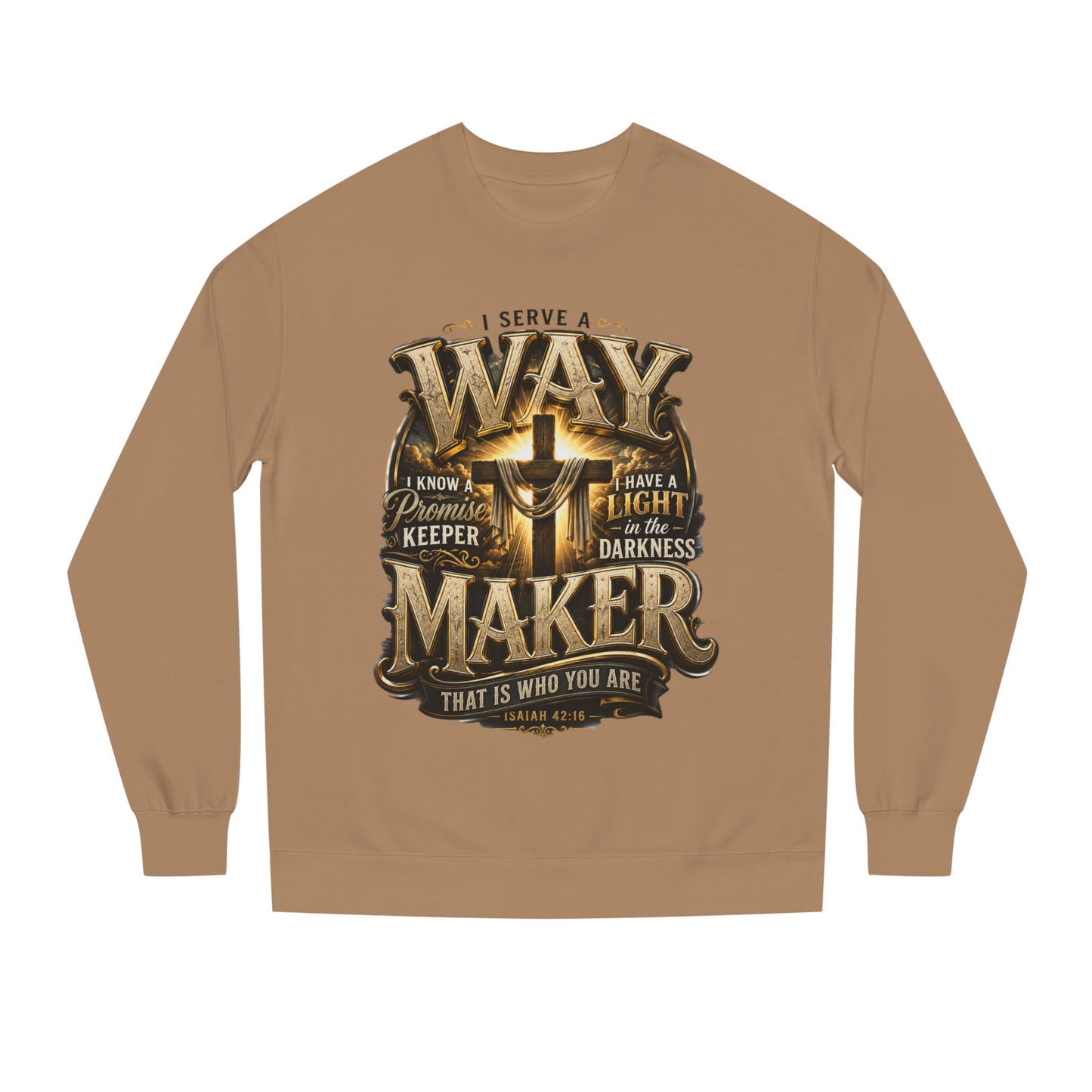 Way Maker Christian Sweatshirt — 'I Serve a Way Maker' Inspirational Crewneck