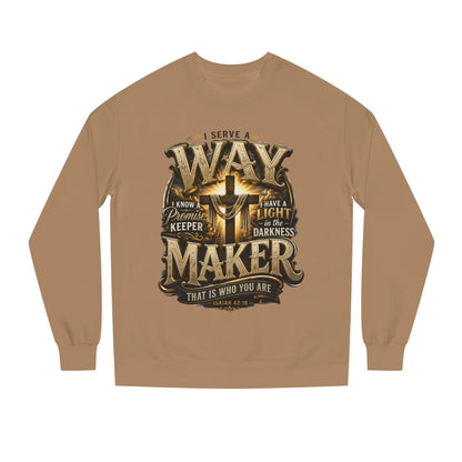 Way Maker Christian Sweatshirt — 'I Serve a Way Maker' Inspirational Crewneck